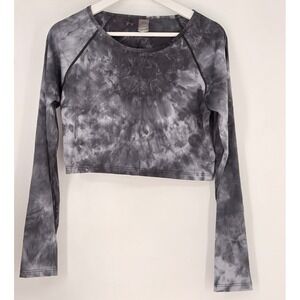LA Society Tie Dye Crop Top Long Sleeve Thumb Hole Athleisure Activewear Womens